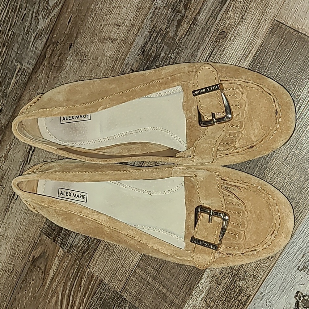 Alex Marie Camel Suede Leather Moccasins 9 Tan Gold